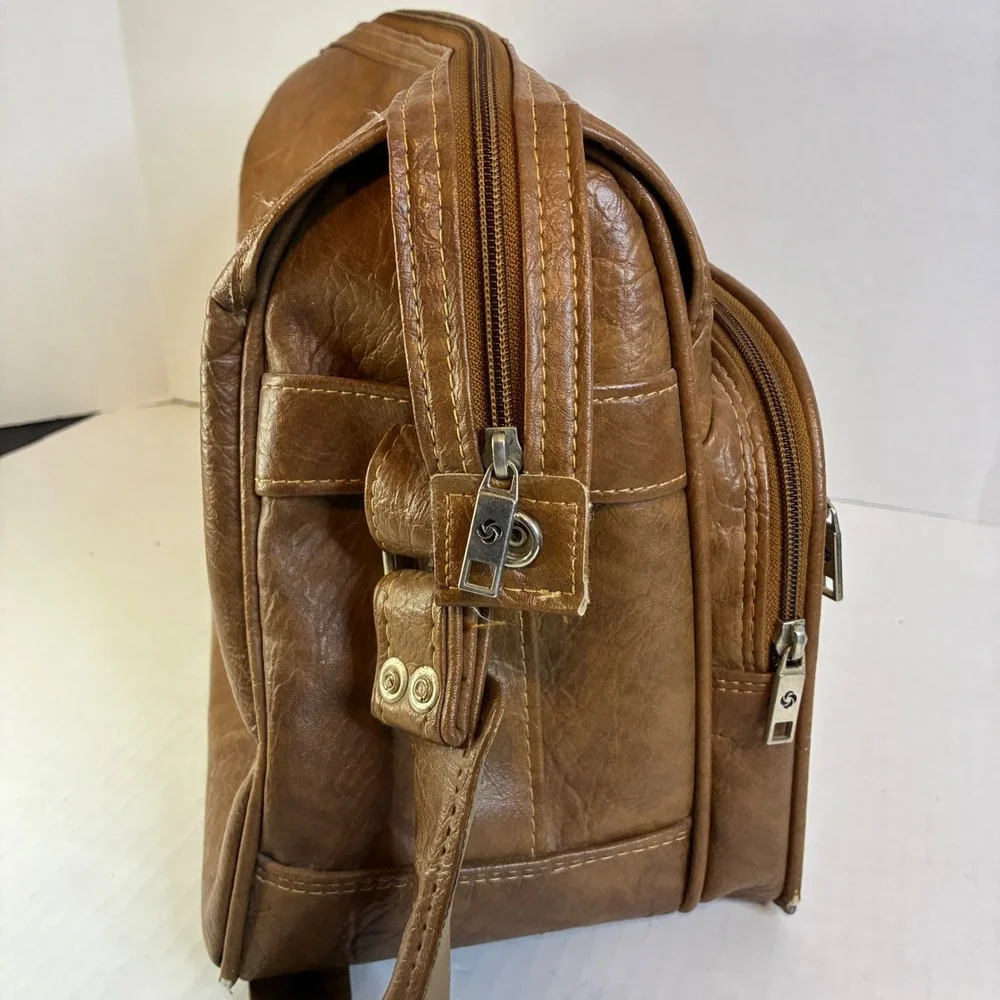 Samsonite Silhouette II Vintage Brown Faux Leather Messenger Bag Carry On Mens - Picture 11 of 16